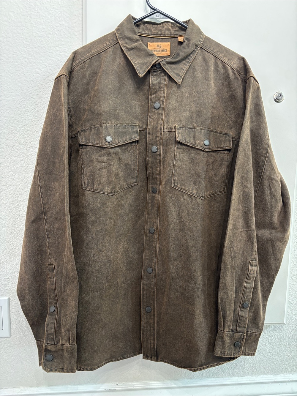 Redhead Ranch Men’s XL Suede-Inspired Brown Lightweight Cowboy Shirt Jacket